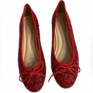 Women’s Red Glitter Ballet Flats Shoes size 6.5-7